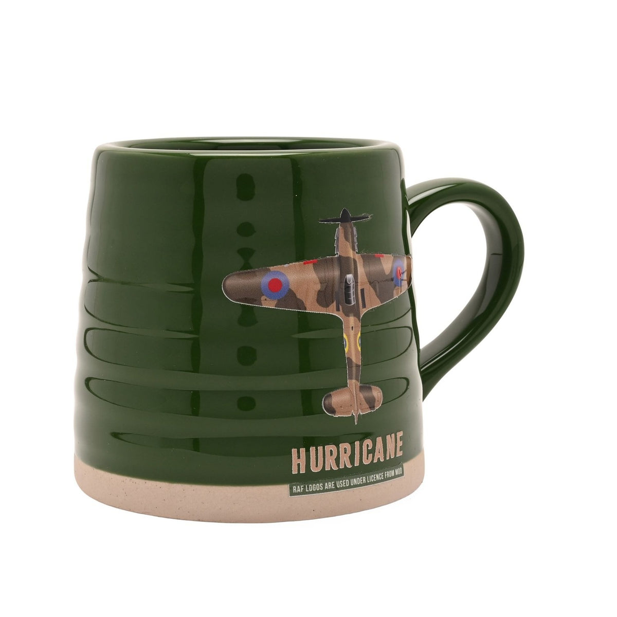 Hurricane Aircraft Ribbed Stoneware Mug 11oz - Green & Beige