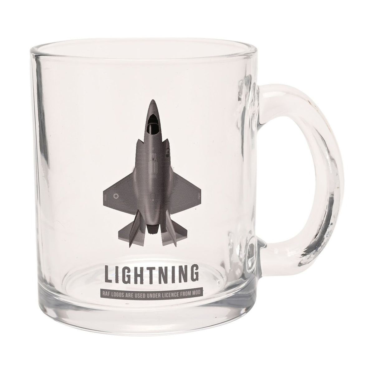 F35B Lightning Jet Print Glass Mug with Handle 10oz - Clear