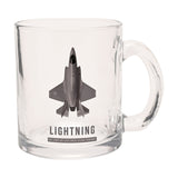 F35B Lightning Jet Print Glass Mug with Handle 10oz - Clear
