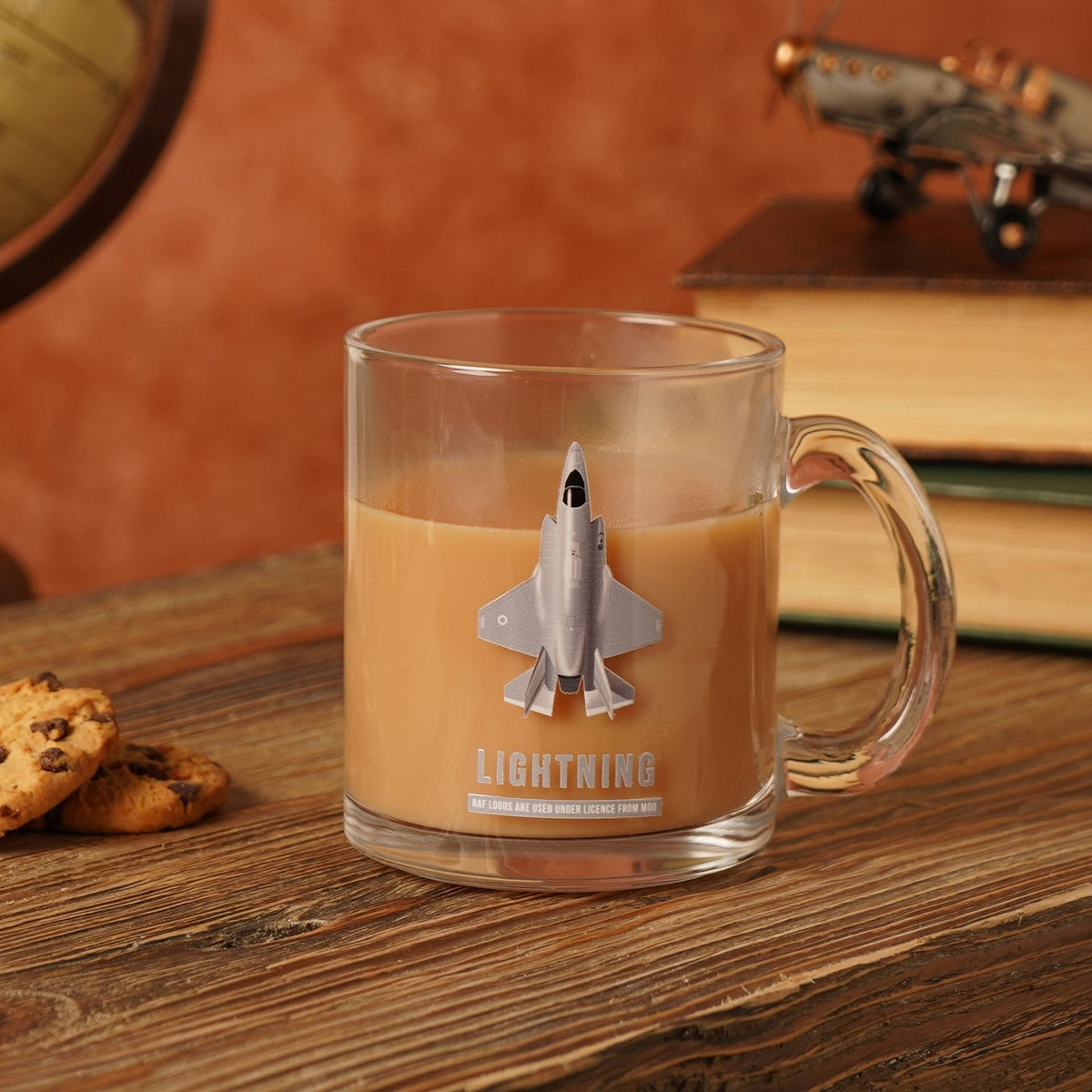 F35B Lightning Jet Print Glass Mug with Handle 10oz - Clear