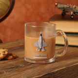 F35B Lightning Jet Print Glass Mug with Handle 10oz - Clear
