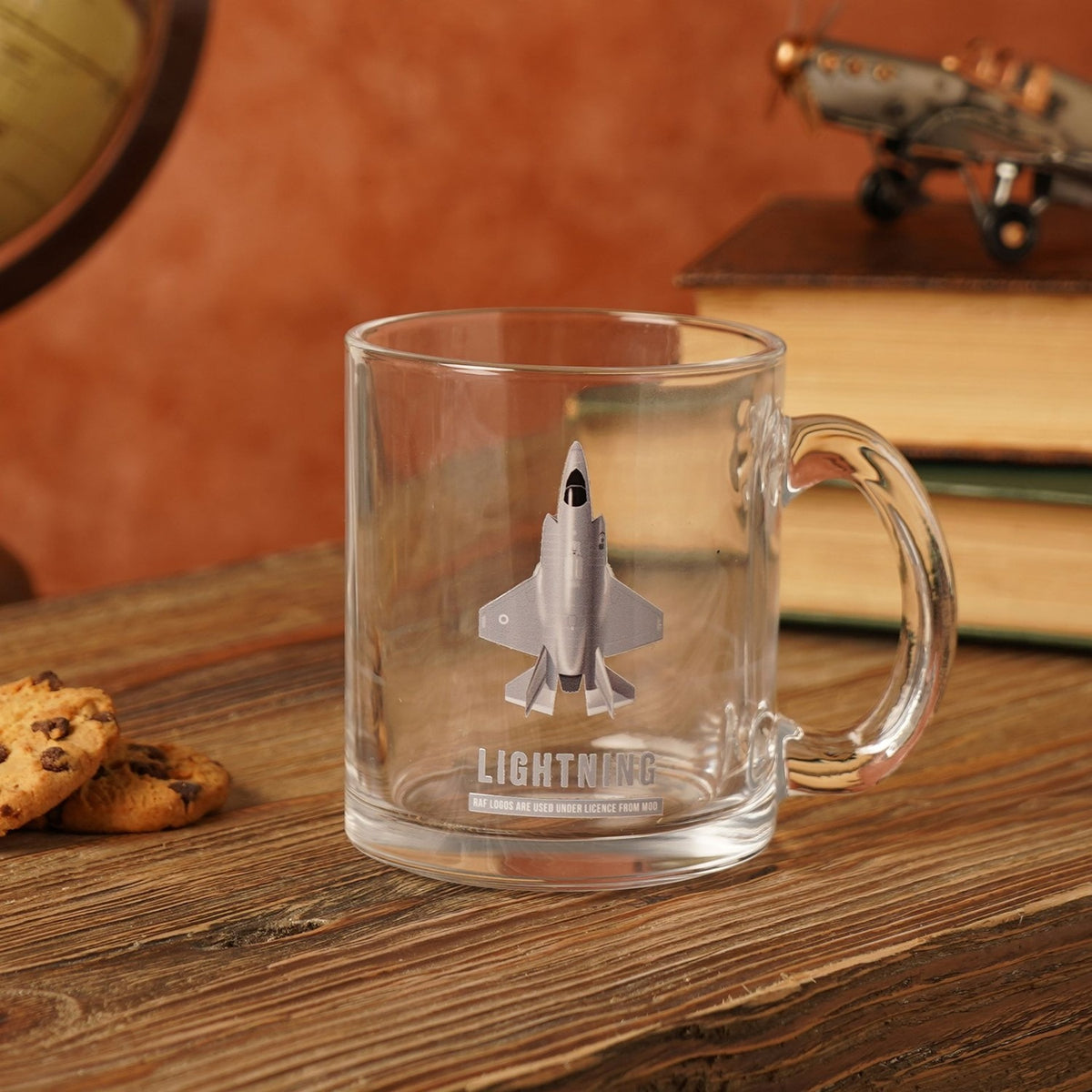F35B Lightning Jet Print Glass Mug with Handle 10oz - Clear