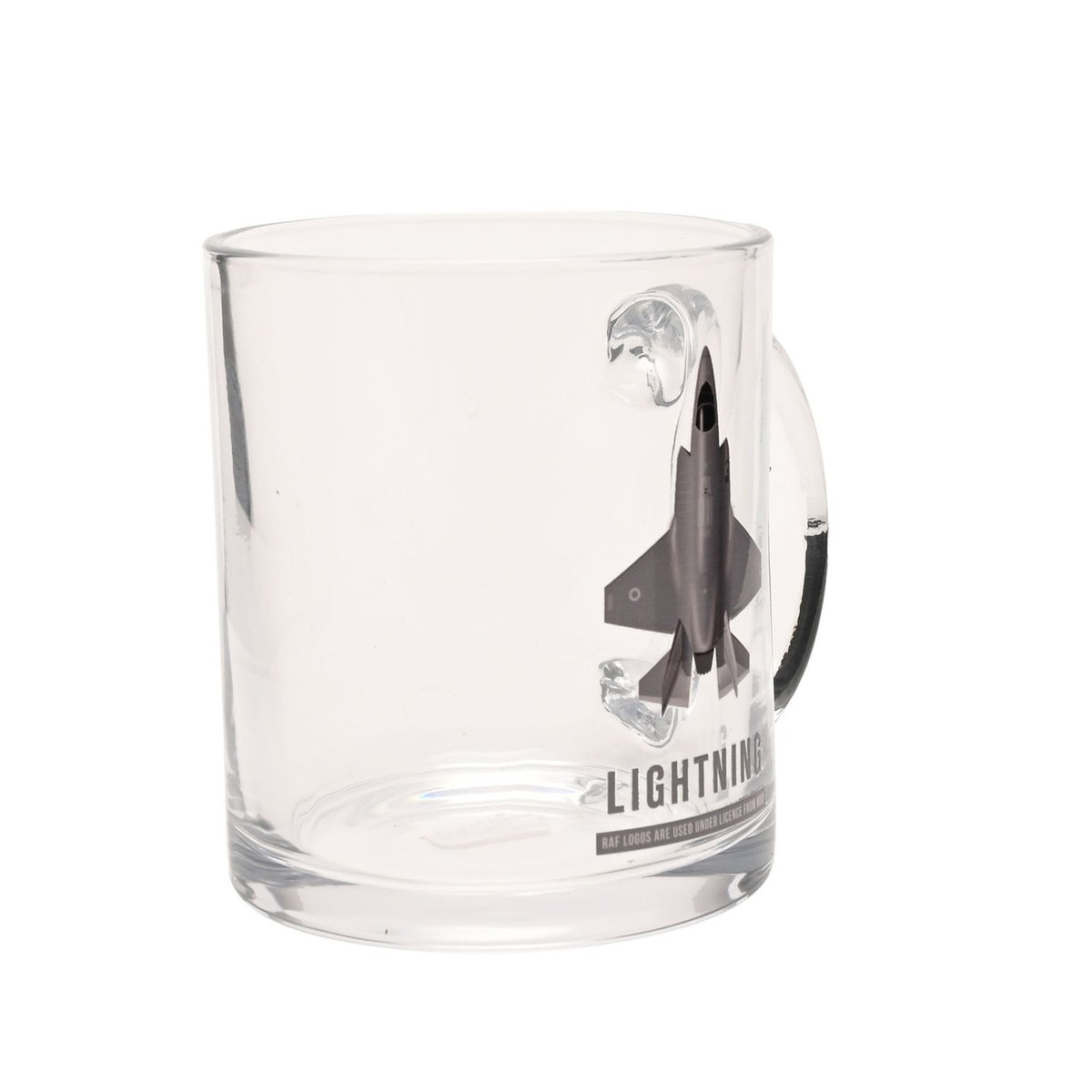 F35B Lightning Jet Print Glass Mug with Handle 10oz - Clear