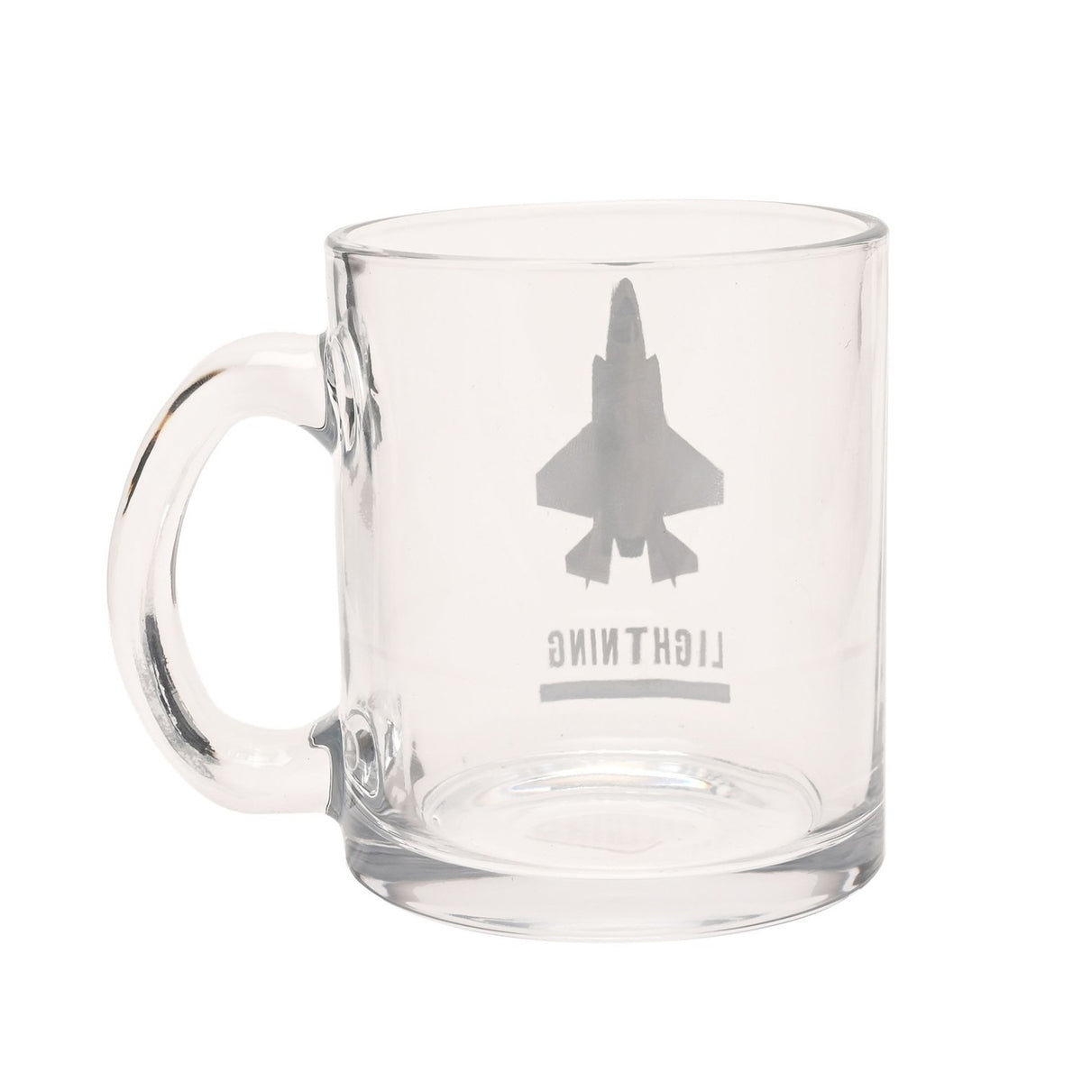 F35B Lightning Jet Print Glass Mug with Handle 10oz - Clear