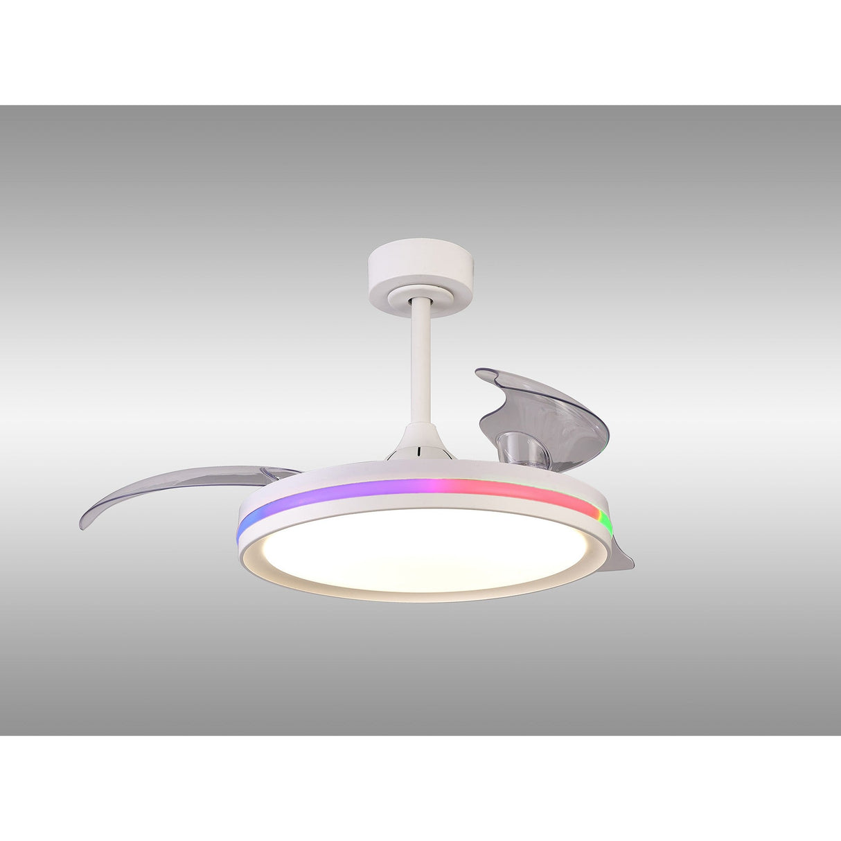 Rafaga RGB CCT Dimmable LED Ceiling Retractable Fan Light With Remote Control - White