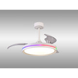 Rafaga RGB CCT Dimmable LED Ceiling Retractable Fan Light With Remote Control - White