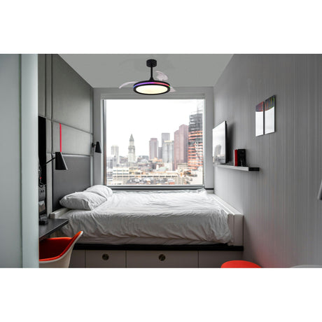 Rafaga RGB CCT Dimmable LED Ceiling Retractable Fan Light With Remote Control - Black