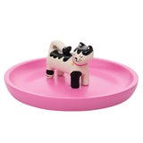 Round Resin Trinket Dish with Black and Cream Cat - Pink