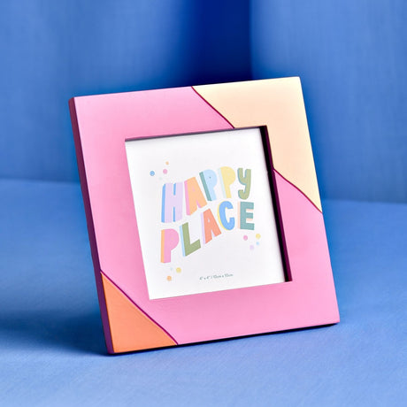 Square Colour Block Matt Resin Photo Frame 4 x 4in - Pink