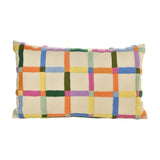 Colourful Check Patterned Rectangular Tufted Cotton Cushion