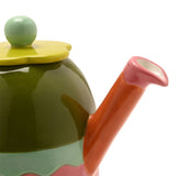 Colour Block Stoneware Teapot with Flower Lid 800ml - Pink