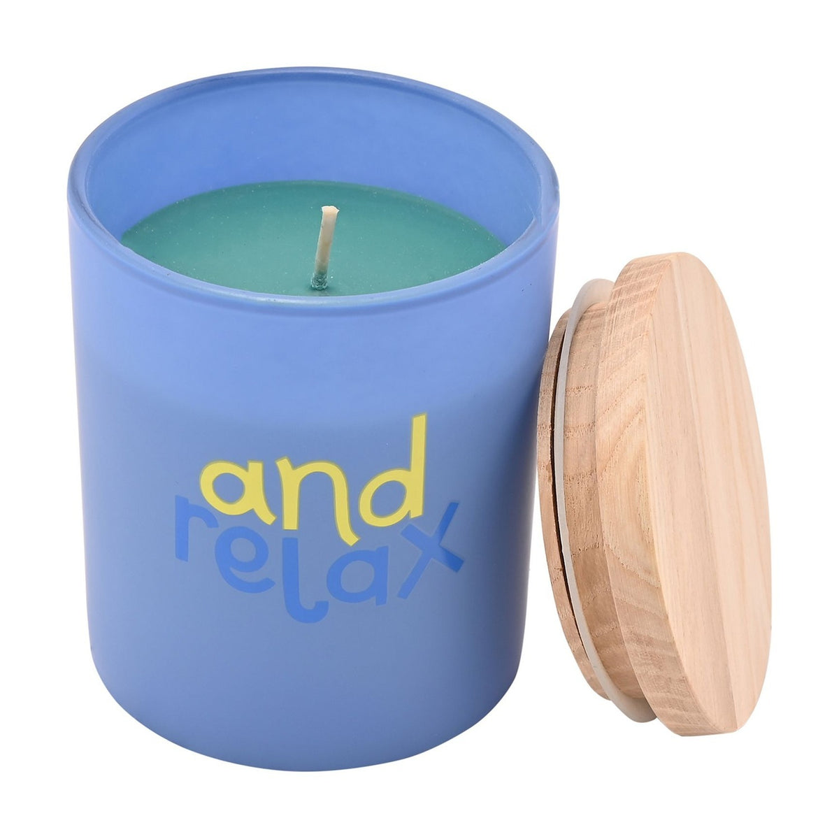 "and Relax" Scented Candle with Lid in Cotton Pouch - Blue