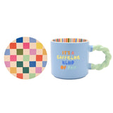 It's A Caffeine Kind Of Day Porcelain Mug with Coaster Set - Blue