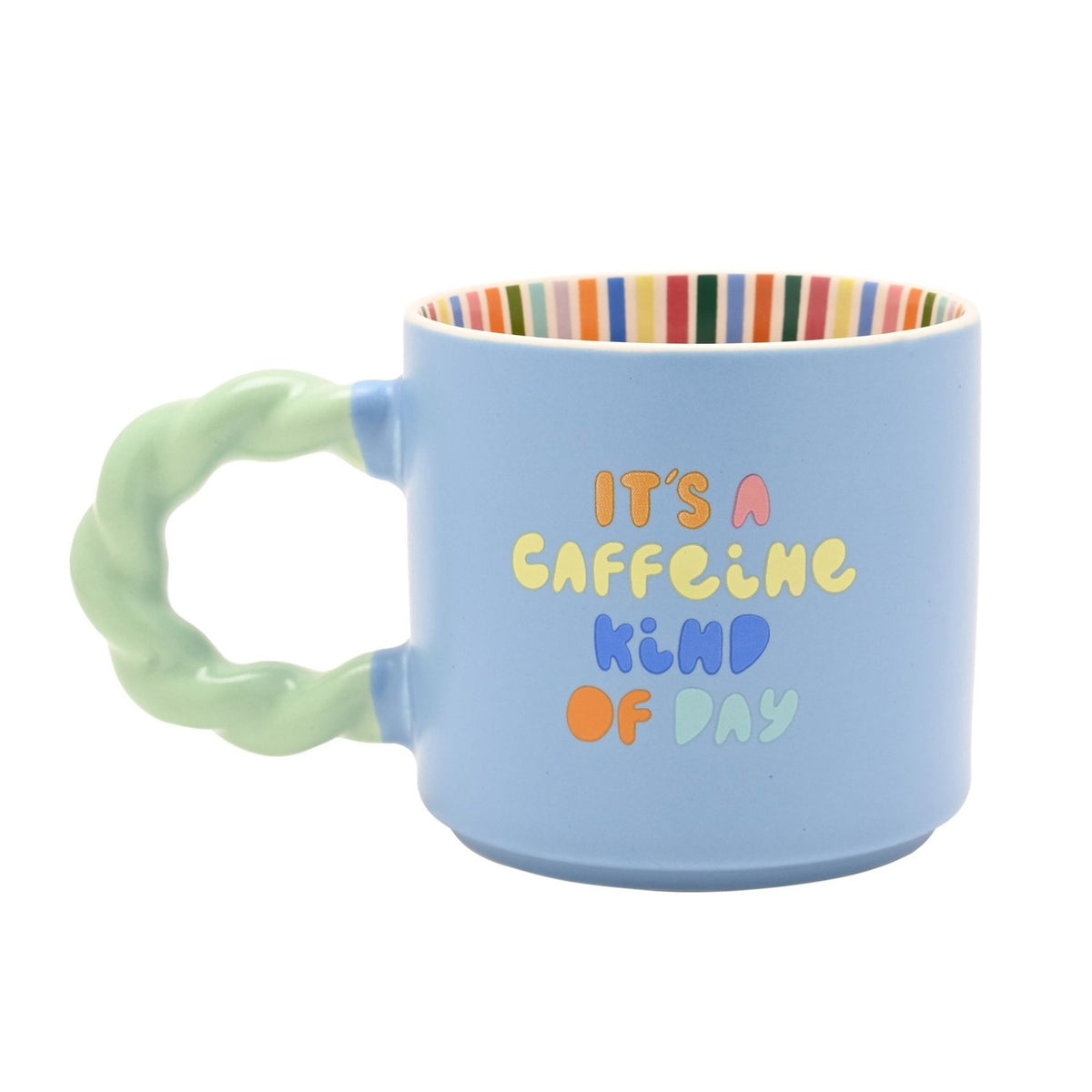 It's A Caffeine Kind Of Day Porcelain Mug with Coaster Set - Blue