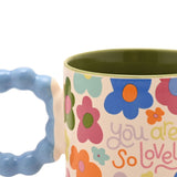 You Are So Lovely Porcelain Mug with Shaped Handle - Blue