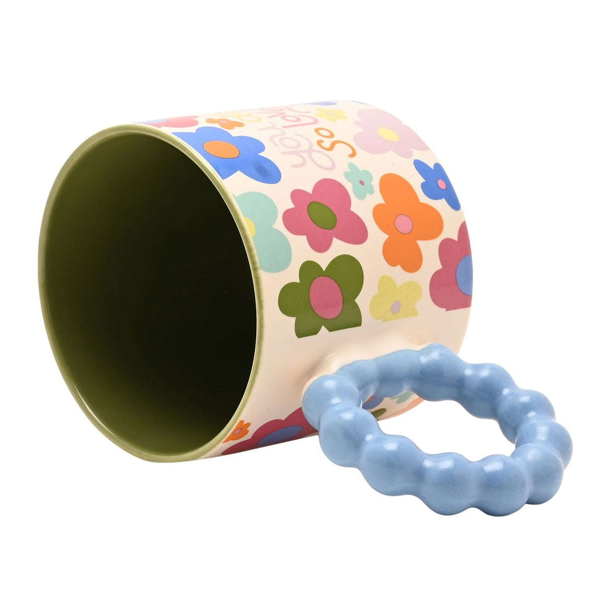 You Are So Lovely Porcelain Mug with Shaped Handle - Blue