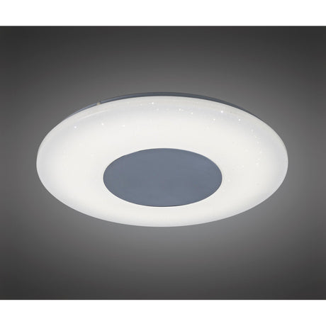 Reef Small CCT Dimmable LED Flush Ceiling Light With Remote Control - Chrome/White