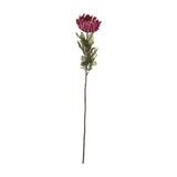Hill Interiors Autumn Spider Chrysanthemum faux stem with a full purple bloom and green foliage on a tall bendable stem, shown on a white background.