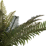 Close-up of Hill Interiors Fern Bunch faux foliage showing layered green fronds with fine serrated edges against a plain white background.