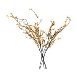 Hill Interiors Forsythia faux flower stems with yellow blooms on woody branches, arranged in a clear glass vase against a plain white background.