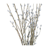 Hill Interiors Pussy Willow Branch faux foliage stems with soft pale grey downy buds along slim brown branches, shown against a plain white background.