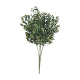Hill Interiors Red Tipped Leaf Spray, a faux foliage stem with layered small green leaves fanning from a slim stem, shown against a plain white background.