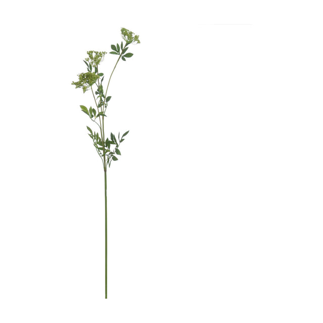 Hill Interiors Faux Cow Parsley Ammi stem in green plastic with lacy florets and feathery foliage, shown against a plain white background.