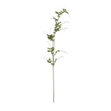 Hill Interiors Sweet Pea Trail faux flower stem with green tapering leaves and curling tendrils along a slender bendable plastic stem, on a white background.