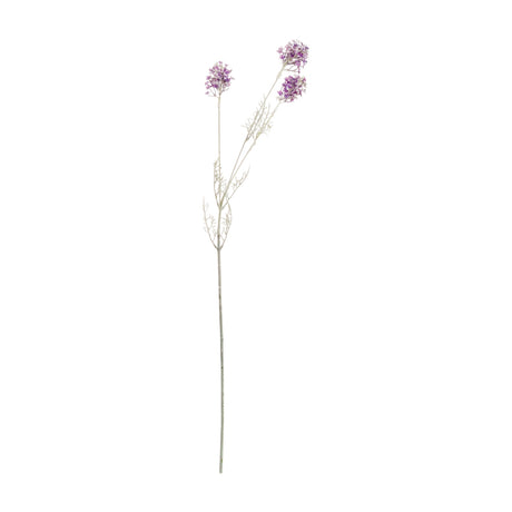 Hill Interiors Purple Meadow Flower faux stem with clustered purple blooms and fine green foliage on a slender stem, shown against a plain white background.
