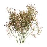 Hill Interiors Purple Wildflower Small Spray, an artificial stem with tiny purple flowers and buds on slender green branching sprigs, on white background.