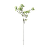 Hill Interiors Green Plumb Blossom Spray, a tall faux stem with clusters of small green blossoms and fine foliage, shown on a plain white background.