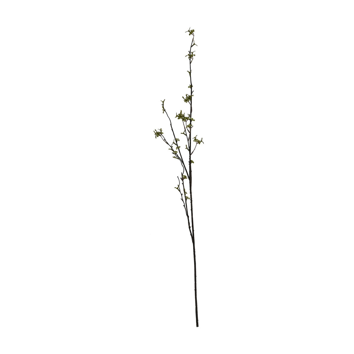 Hill Interiors Green Berry Willow Stem, a tall faux foliage branch with slender green leaves and small berries on an arched stem, shown on a white background.