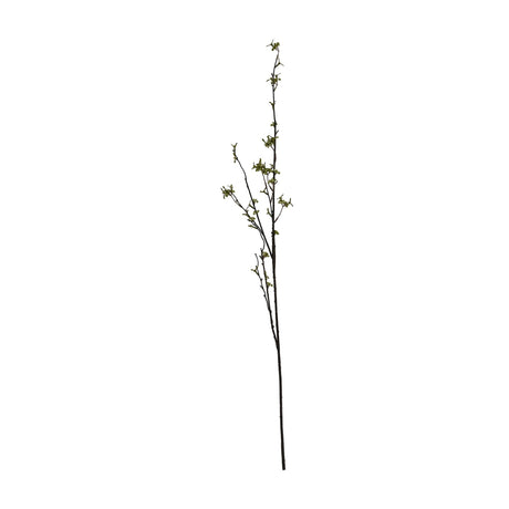 Hill Interiors Green Berry Willow Stem, a tall faux foliage branch with slender green leaves and small berries on an arched stem, shown on a white background.