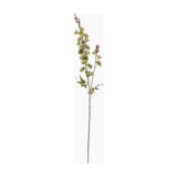 Hill Interiors Tall Green Hops Stem, a faux flower branch with sage cone-shaped blooms and small leaves on a slender stem, on a white background.