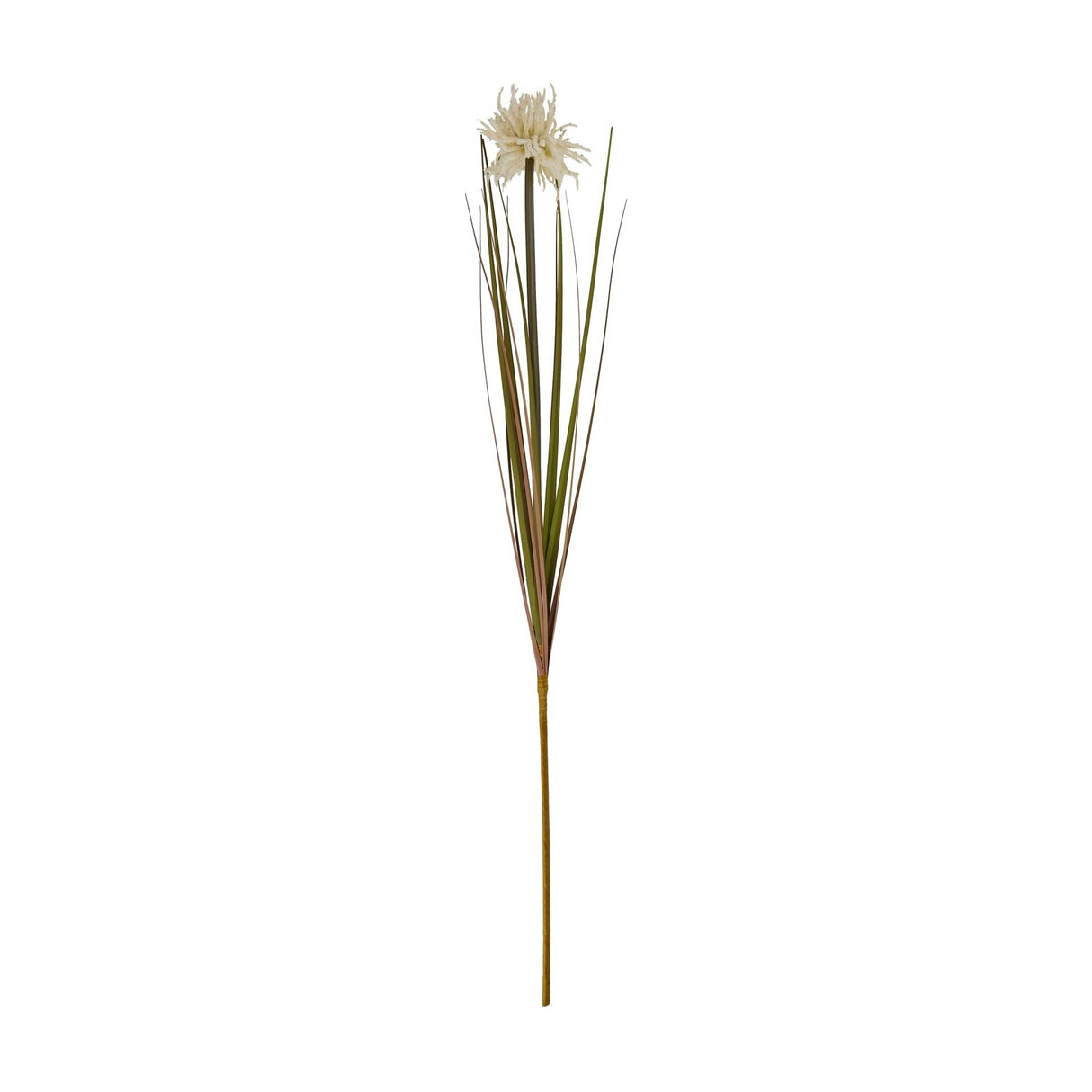 Hill Interiors Cream Aster Spider Chrysanthemum Stem with fine curling cream petals atop a tall 80cm faux grass stem, shown on a plain white background.