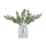 Hill Interiors Frosted Pine Tall Stems with pinecones arranged in a clear glass vase, showing frosted green needles fanning outward on a white background.