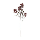 Hill Interiors Medium Burgundy Smokebush Stem, a 79cm faux flower stem with feathery deep red plumes and burgundy leaves, on a white background.