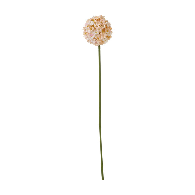 Hill Interiors White & Apricot Allium faux stem with a globe-shaped cluster of tiny florets on a tall green plastic stem, shown on a white background.