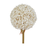 Hill Interiors White Allium faux stem with a rounded globe head of tiny white florets on a slender green stem, shown on a plain white background.