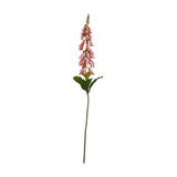 Hill Interiors Pale Pink Foxglove faux flower stem with bell-shaped speckled blooms and green leaves on a tall stem, shown on a plain white background.