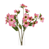 Hill Interiors Pink Varigated Hellibore faux stems with cupped blush petals and green foliage arranged in a clear glass vase on a white background.