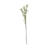 Hill Interiors White Waxflower 80cm faux stem with clusters of tiny white blooms and fine green foliage on a slender branching stem.