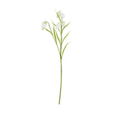 Hill Interiors White Fritillaria Stem with nodding cream bell-shaped blooms and slim green foliage on a tall plastic stem, shown on a white background.