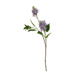 Hill Interiors Purple Lilac Stem faux flower with clustered purple florets and green leaves on a plastic stem, shown against a plain white background.