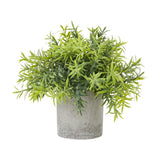 Hill Interiors small bamboo faux plant with slim green leaves fanning out from upright canes in a textured grey pot, shown on a plain white background.