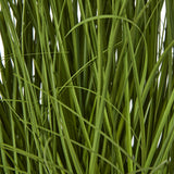 Close-up of the tall green stems and slender blades of the Hill Interiors Large White Allium Plant In Pot, showing the layered plastic foliage detail.