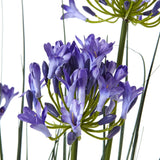 Close-up of Hill Interiors Large Blue Agapanthus faux plant showing rounded clusters of soft blue trumpet-shaped blooms on slender green stems.