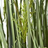 Close-up of the Hill Interiors Large White Meadow Plant showing slender green blade-like stems and delicate feathery foliage against a white background.