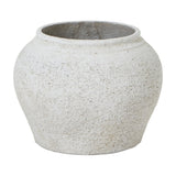 Hill Interiors Ordo Lyme white planter with textured distressed finish and rounded body, shown against a plain white background.