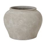 Hill Interiors Ordo Shaded Sand planter in textured beige stoneware with a rounded belly and wide neck, shown on a plain white background.